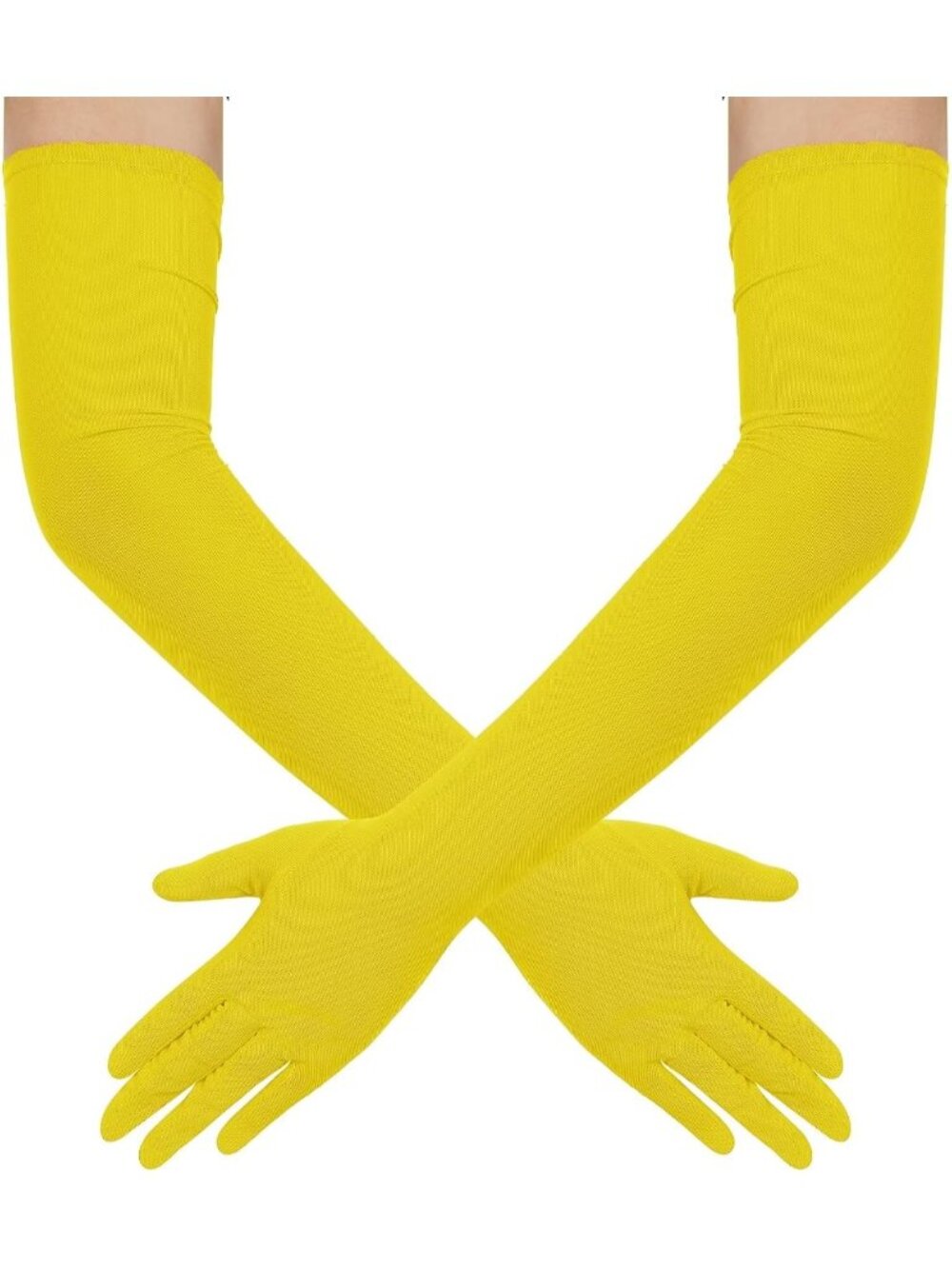 Women's Yellow Long Mesh Tulle Sheer 1920's Halloween Costume Opera Party Gloves